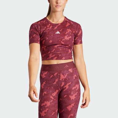 Crop top de training à imprimé camouflage Techfit Bordeaux Femmes Fitness Et Training