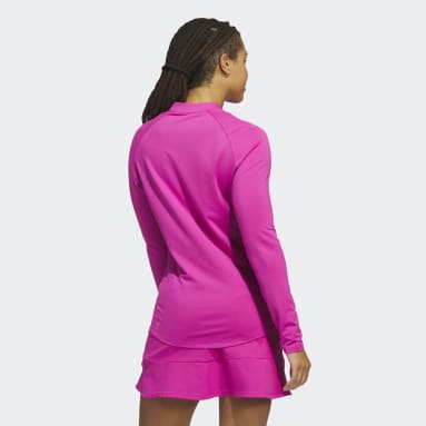 Polo de golf à manches longues et zip 1/4 Rose Femmes Golf