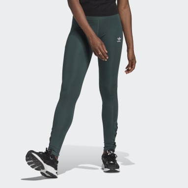 adidas Originals – Adicolor – Leggings in Dunkelgrün mit den 3 Streifen