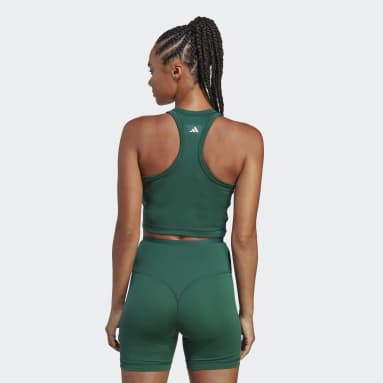 Débardeur court graphique Sports Club vert Femmes Entraînement