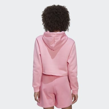Camisola Curta com Capuz em Fleece Essentials Adicolor Rosa Mulher Originals