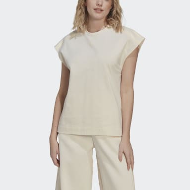 adidas T-shirt Adicolor Contempo Chunky 3-Stripes Beige Femmes Originals