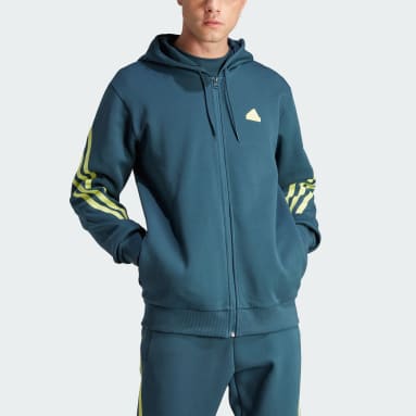 Veste à capuche entièrement zippée 3 bandes Future Icons Turquoise Hommes Sportswear