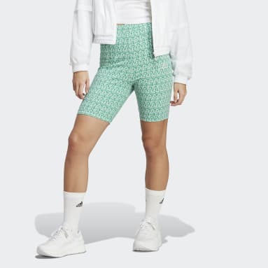 Women Gym & Training Green Allover adidas Graphic Biker Shorts