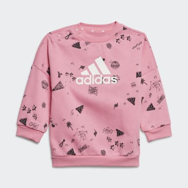 Kids Sportswear Pink Brand Love Crew Sweatshirt Set Kids