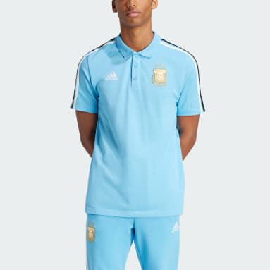 Men Football Blue Argentina DNA 3-Stripes Polo Shirt