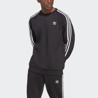 Men Originals Black Adicolor Classics 3-Stripes Crew Sweatshirt