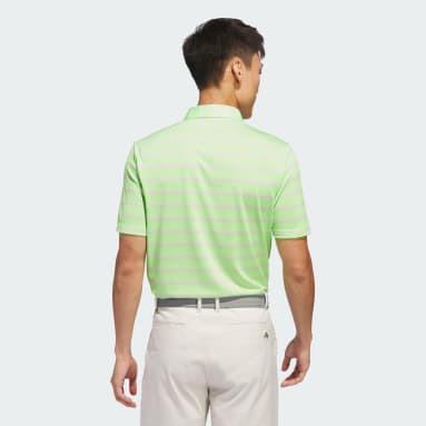 Men Golf Green Two-Color Striped Polo Shirt