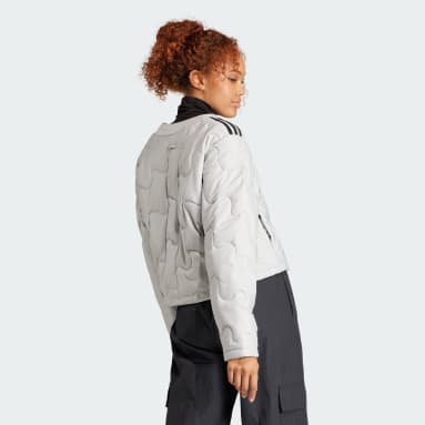Women's Sportswear Grey Nuganic Crop Light Insulation Jacket