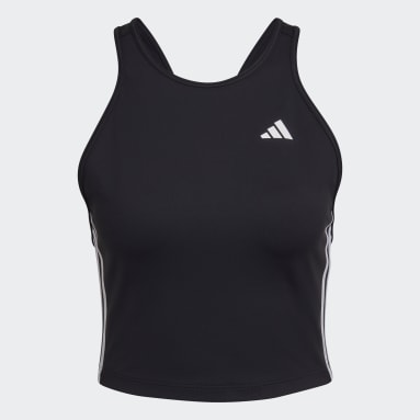 Women Gym & Training Black AEROREADY Made for Training 3-Stripes Crop Tank Top