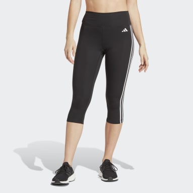 ผู้หญิง Gym & Training สีดำ กางเกงรัดรูปสามส่วนเอวสูง Train Essentials 3-Stripes