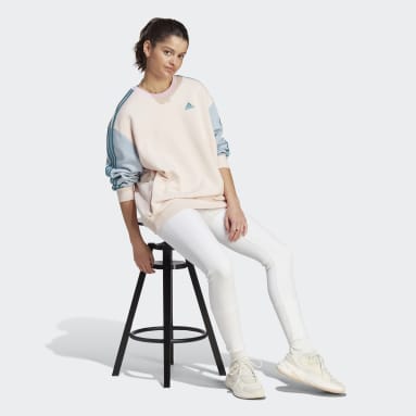 Sweat-shirt Essentials en molleton 3-Stripes Oversized Rose Femmes Sportswear