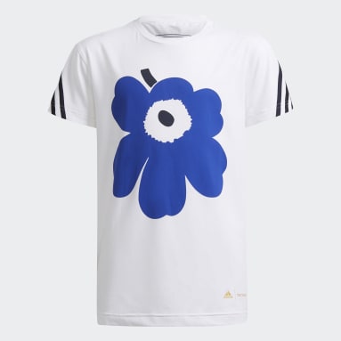 Camiseta Marimekko Primegreen AEROREADY Training 3 Rayas Estampado Floral Blanco Niña Sportswear