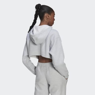 Women Originals Grey Crop Full-Zip Loungewear Hoodie
