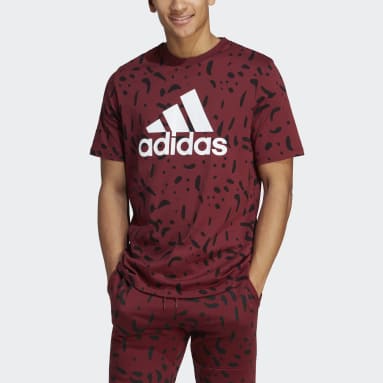 Camiseta Essentials Single Jersey Big Logo Allover Print Granate Hombre Sportswear