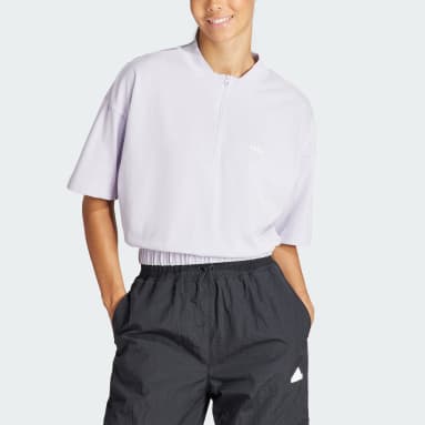 Women Sportswear Purple Sportswear Resort Graphic Crop Half-Zip Tee