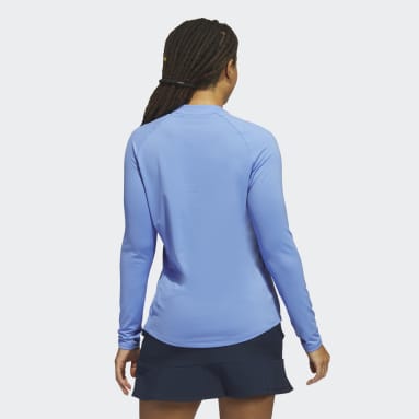 Polo de golf à manches longues et zip 1/4 Bleu Femmes Golf