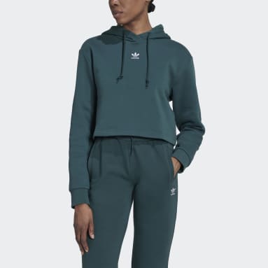Sweat-shirt à capuche court en molleton Adicolor Essentials vert Femmes Originals