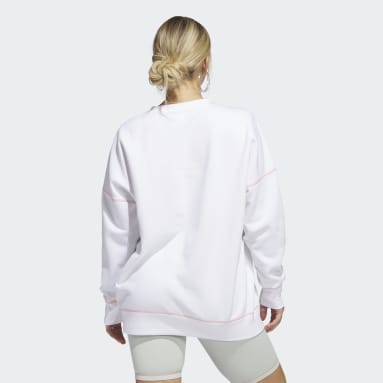Women Sportswear White Sport Statement Boyfriend Crew Sweatshirt