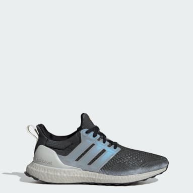 Blue adidas running shoes sales