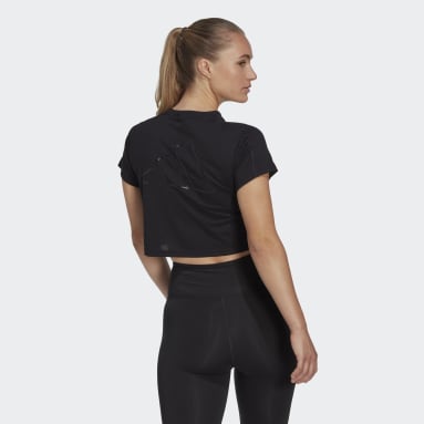 Camiseta Corta AEROREADY Train Essentials 3 Rayas Logo Negro Mujer Training