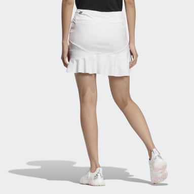 Women Golf White 스테이트먼트 펀칭 플레어드 스커트