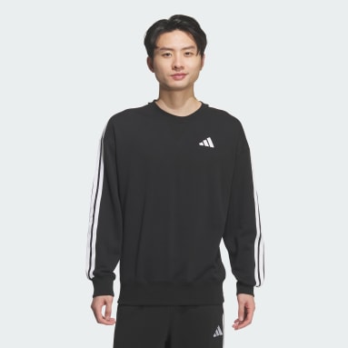 에센셜 플러스 루즈 핏 3-스트라이프 프렌치테리 스웨트셔츠