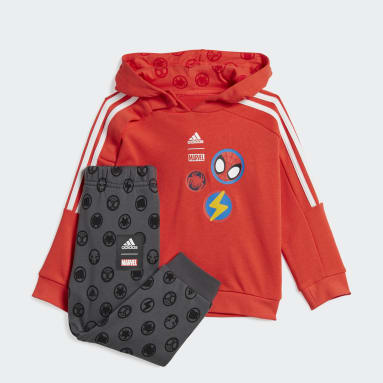 เด็ก Sportswear สีแดง ชุดเสื้อและกางเกงจ็อกเกอร์ adidas x Marvel Spider-Man