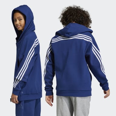Børn Sportswear Blå Future Icons 3-Stripes Full-Zip Hooded træningstop