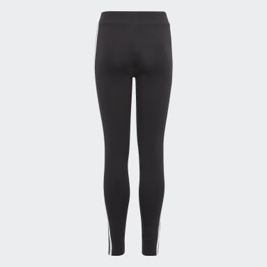Girls Sportswear Black Essentials 3-Stripes Cotton Leggings