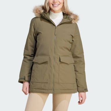 Ženy Sportswear zelená Parka s kapucňou Fur