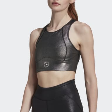 Women adidas by Stella McCartney Black adidas by Stella McCartney Shiny Training Crop Top