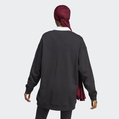 Sudadera Essentials Logo Extra Grande Tela French Terry Ajuste Holgado Negro Mujer Sportswear