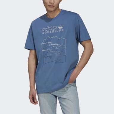 Camiseta adidas Adventure Mountain Front Azul Hombre Originals
