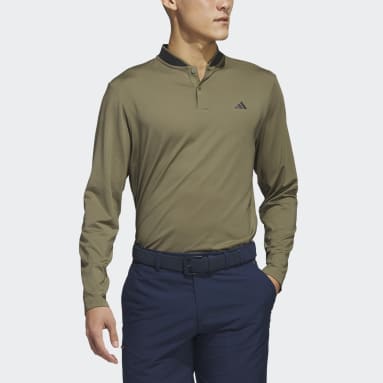 Men Golf Green Long Sleeve Polo Shirt
