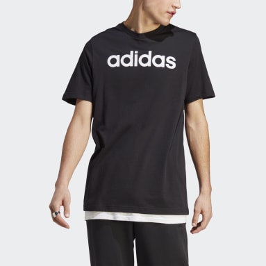 Camiseta Essentials Single Jersey Linear Embroidered Logo Negro Hombre Sportswear