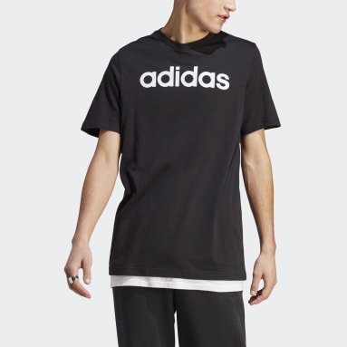 Camiseta adidas negra 2025 con rayas blancas