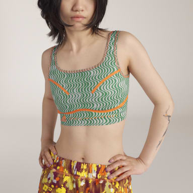 ผู้หญิง adidas by Stella McCartney สีเขียว เสื้อครอปเทรนนิงพิมพ์ลาย adidas by Stella McCartney TruePurpose