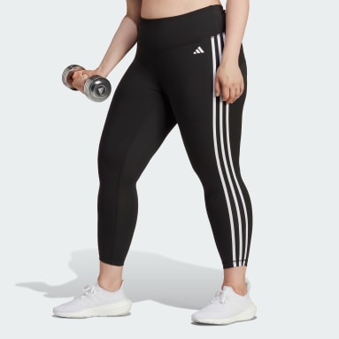 Ženy Tréning A Fitnes čierna Legíny Train Essentials 3-Stripes High-Waisted 7/8 (plus size)