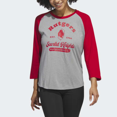 Women's Softball Grey Scarlet Knights 3/4 Sleeve Baseball Tee