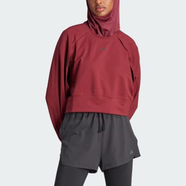 Women's Training Burgundy Power AEROREADY Crop Cover-Up Sweatshirt