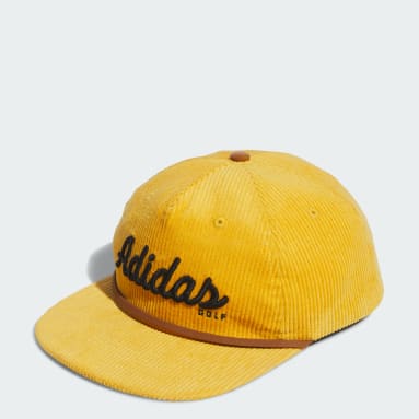 Men Golf Yellow Corduroy Leather Five-Panel Rope Hat