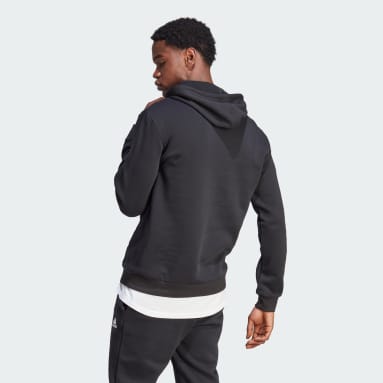 Polerón con Capucha Essentials Felpa Logo Grande Negro Hombre Sportswear