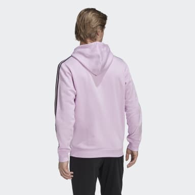 Polerón con Capucha Essentials Fleece Logo 3 Tiras Morado Hombre Sportswear