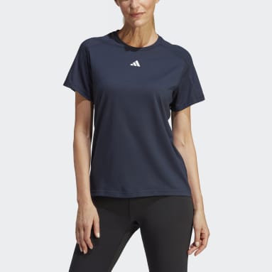 Women Gym & Training Blue AEROREADY Train Essentials Minimal Branding Crewneck Tee