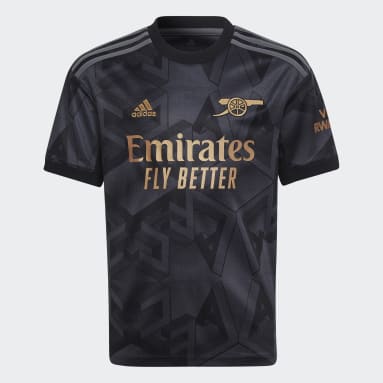 เด็กผู้ชาย ฟุตบอล สีดำ เสื้อฟุตบอลชุดเยือน Arsenal 22/23