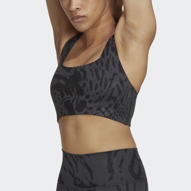 Women Yoga Grey Powerimpact Training Medium-Support Allover Print Bra