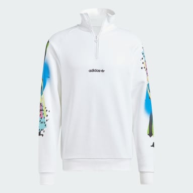 Camisola com Fecho 1/4 Retro Branco Homem Originals
