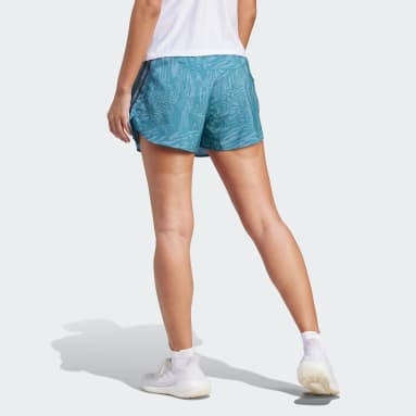 Women Running Turquoise Run Icons 3-Stripes Allover Print Running Shorts