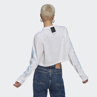 Long Sleeve Crop T-skjorte Hvit